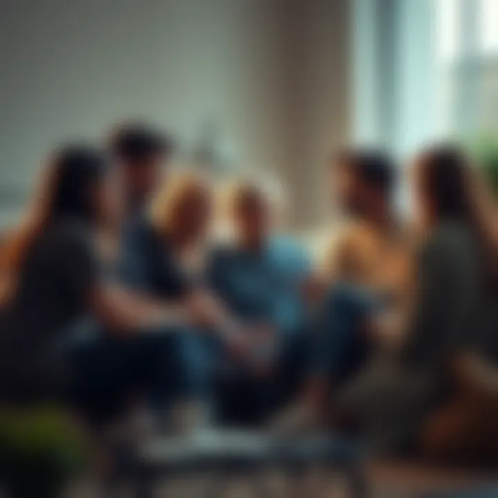 A group of people sitting together in a circle, discussing their experiences with anxiety and panic attacks, showing support and understanding.