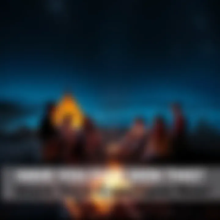 A group of people sitting together discussing their strange sightings and experiences around a campfire at night