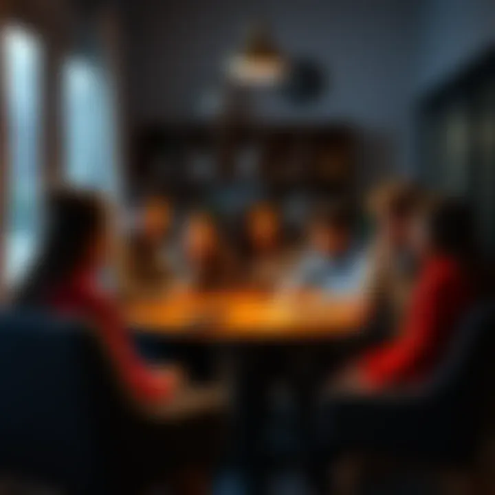 Group of people sharing experiences A diverse group of people discussing their experiences with shifting and head mates in a cozy setting