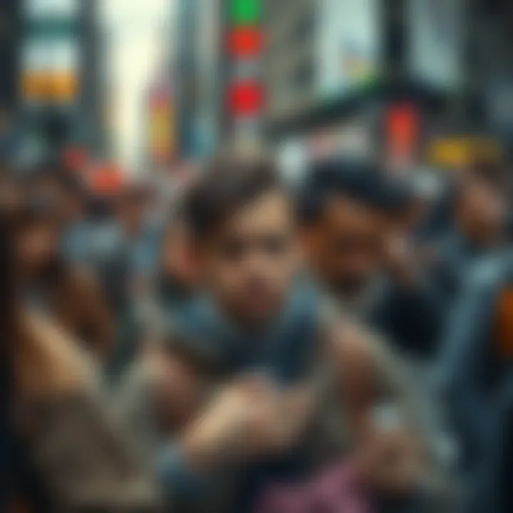 A group of people in a busy city showing signs of stress and worry, reflecting the feelings of instability in 2026