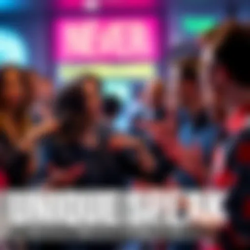 Group of people engaging in lively conversation, mimicking a distinct speaking style with animated gestures