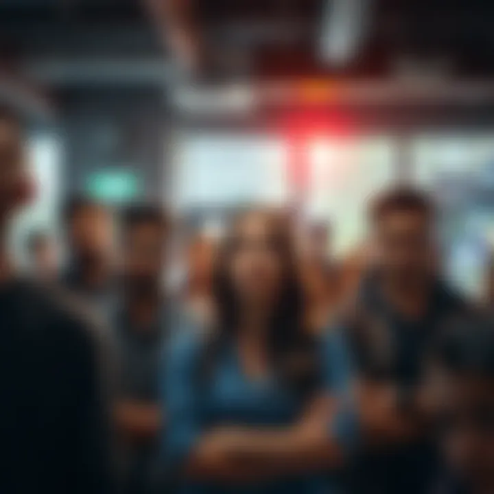 Group of people expressing feelings of anxiety and dread in a casual setting