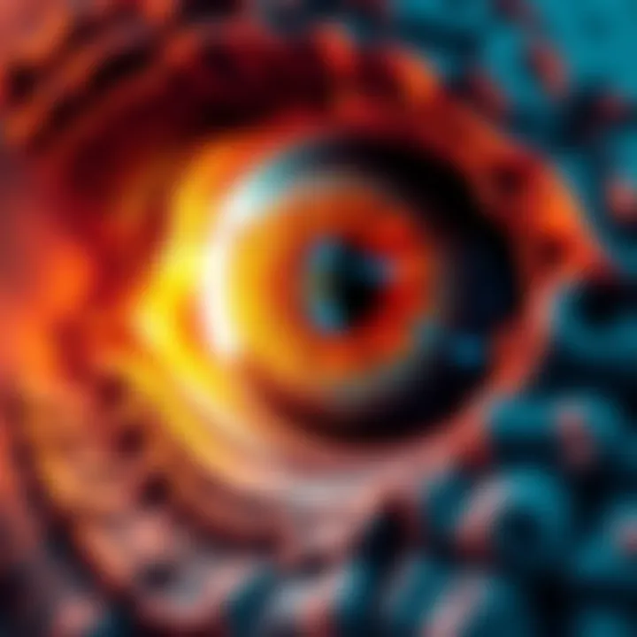 A surreal representation of the mind's eye navigating through layers of reality, showcasing the interplay of beliefs and perceptions.