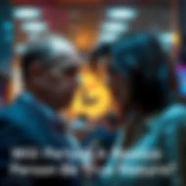 Person A looking uncertain while talking to Person B, who appears confident and somewhat manipulative.