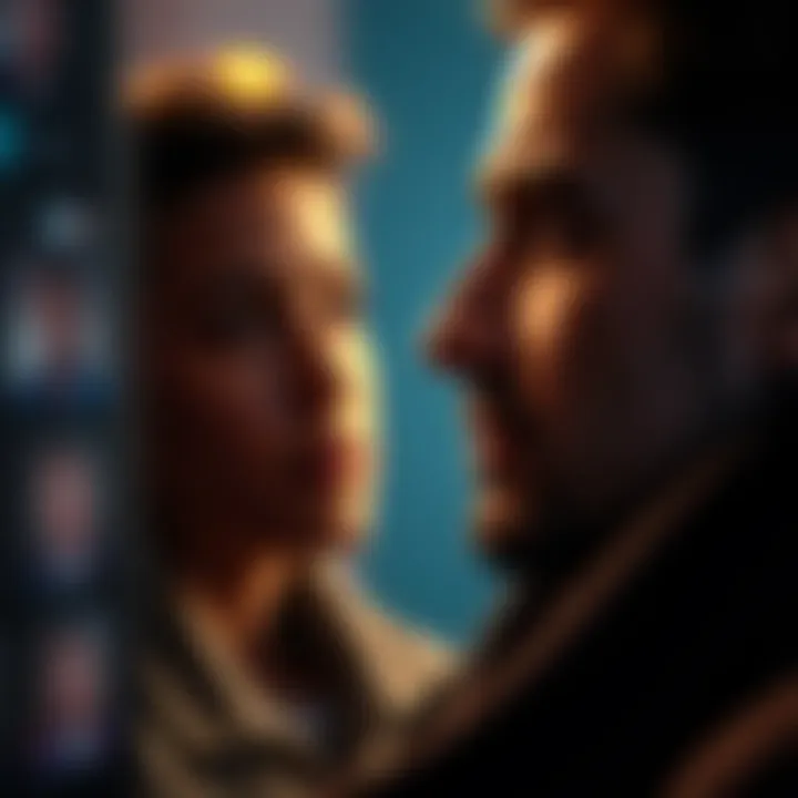 Person gazing at someone with admiration A person looking thoughtfully at another individual, highlighting attraction and appreciation for their personality