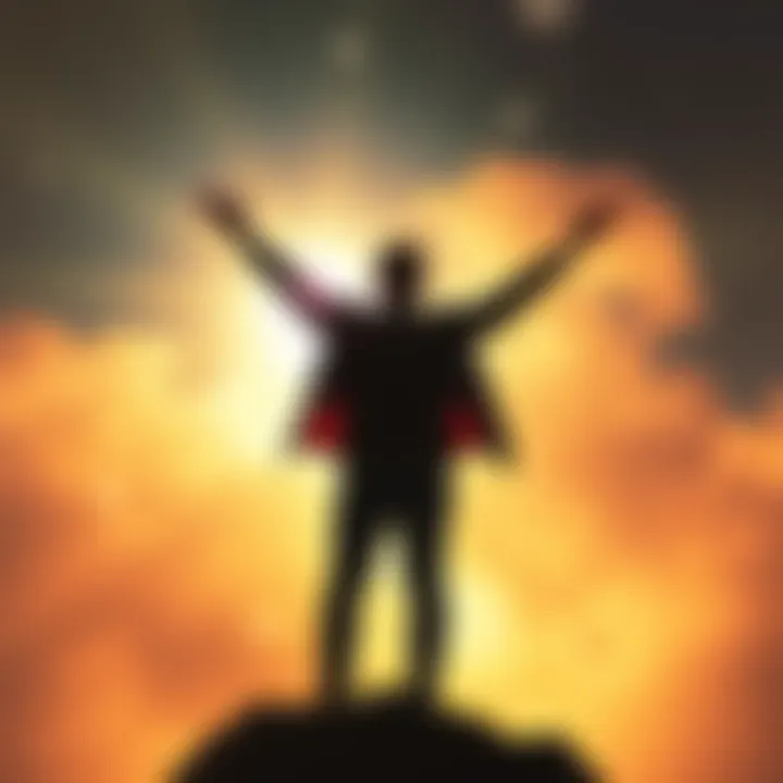 A person stands confidently with arms raised, surrounded by light, symbolizing freedom from bad luck and negative energy.