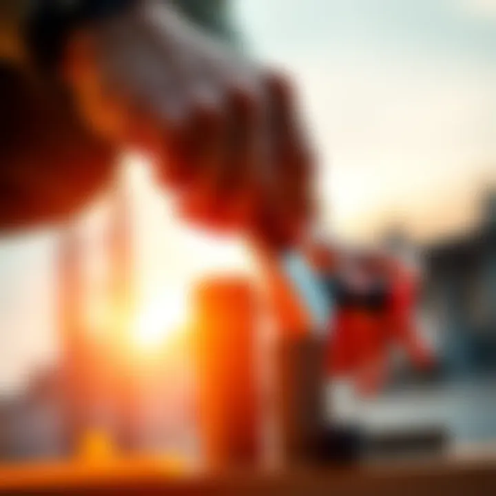 A person working on a construction project, using tools to create a structure, symbolizing success through action.
