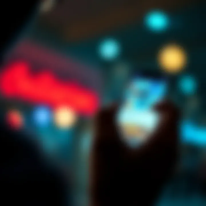 A person looking at their smartphone, concerned about who is viewing their Instagram profile, with hints of social media icons in the background.