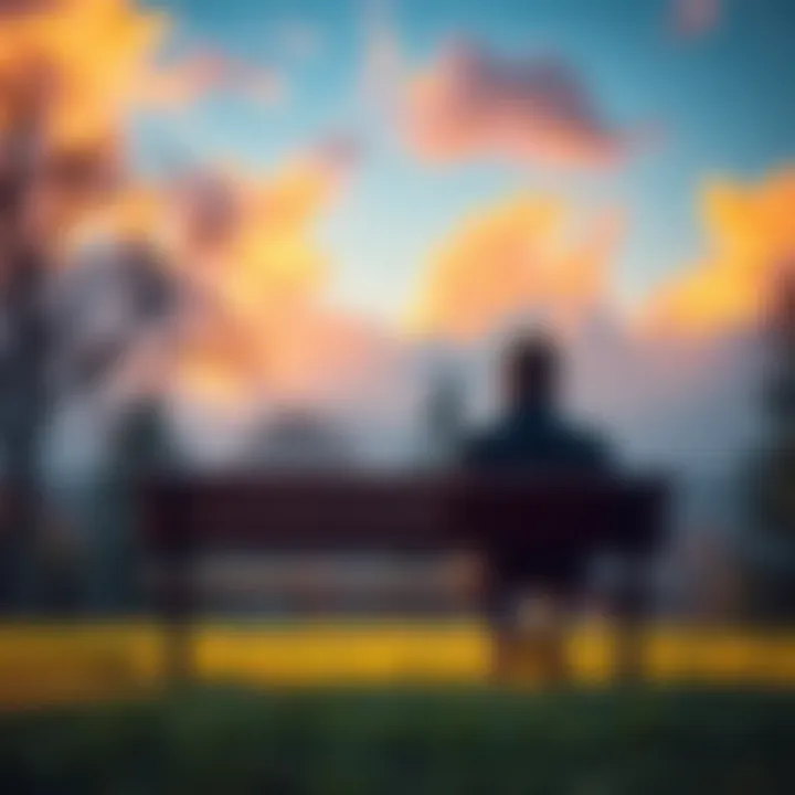 A person sitting on a park bench, looking thoughtful while gazing at the sky, symbolizing reflection on life and mortality.