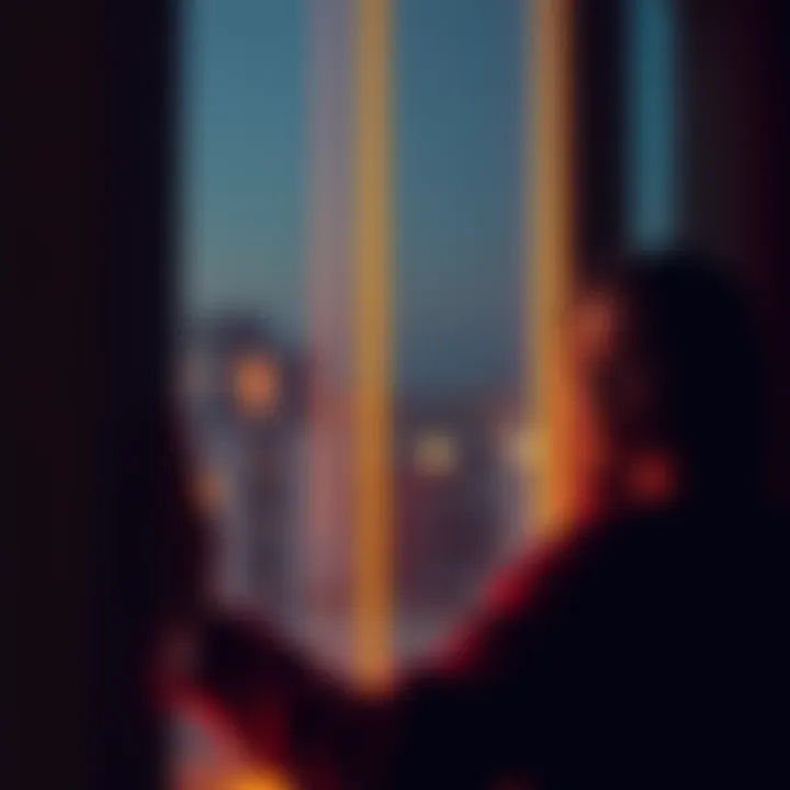 Person contemplating a past relationship Individual looking out a window, reflecting on their past relationship with uncertainty in their expression