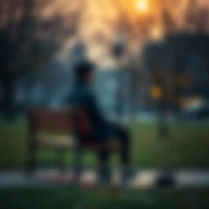 Person contemplating a difficult relationship A person sitting alone on a park bench, looking thoughtfully into the distance, symbolizing emotional struggle in a relationship.