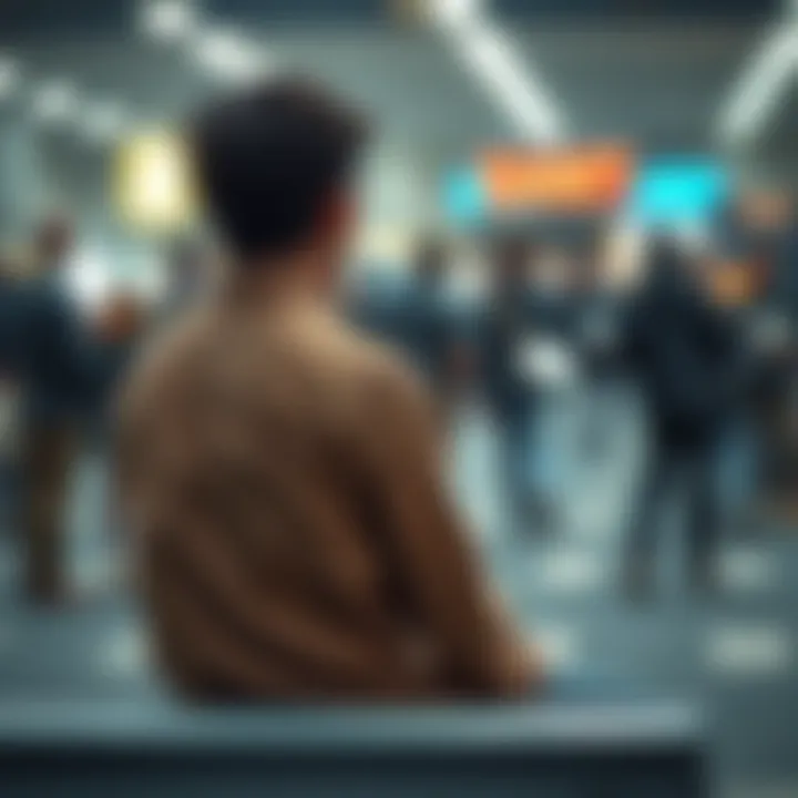 A person sitting alone on a bench, looking thoughtful and pondering the meaning of sanity, surrounded by blurred figures in the background to represent societal perceptions.