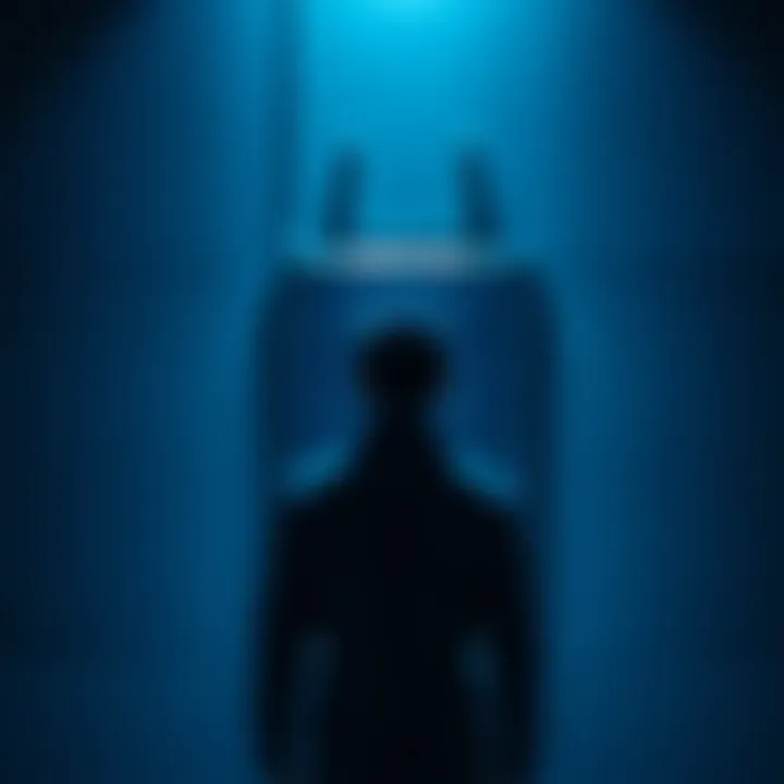 A person stands in front of a dimly lit mirror, reflecting on the concept of selling their soul for fame and success.