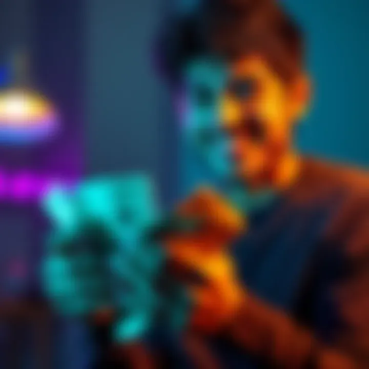 A person smiling while counting cash, symbolizing financial success and a positive mindset.
