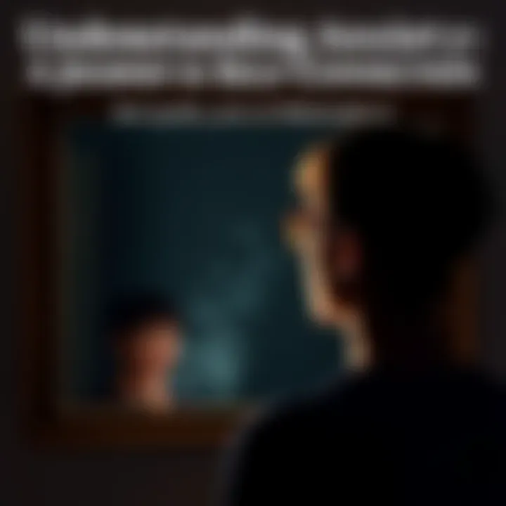 Person facing a mirror A person stands in front of a mirror, reflecting on their emotions and self-identity, with a soft light illuminating their face, symbolizing self-connection and acceptance.