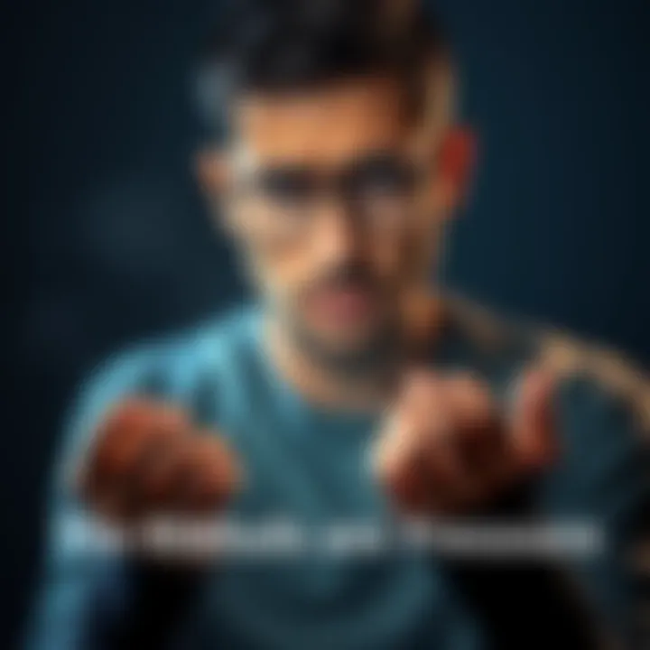 Person facing stress during a ritual Individual looking anxious while trying to perform a comforting ritual, with hands clenched and a worried expression