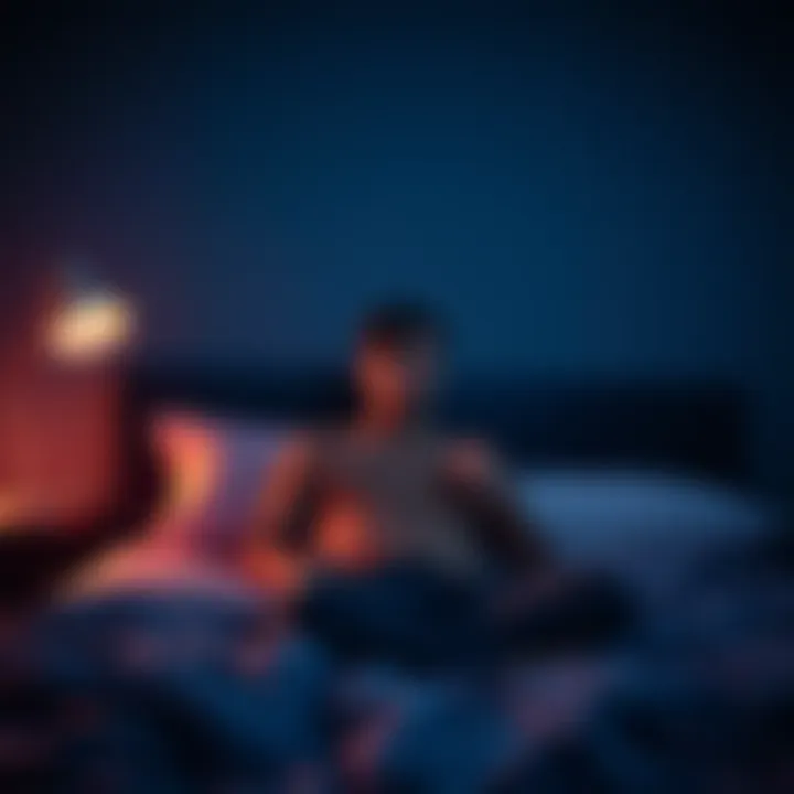 A young man sits on his bed looking worried and confused while experiencing strange sensations at night.
