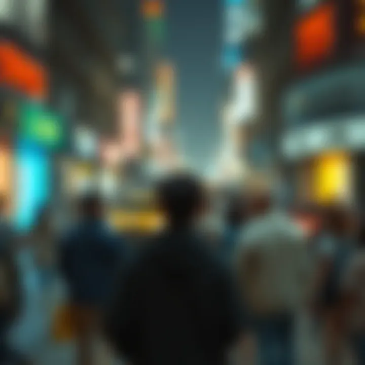 Person feeling invisible in a crowd A person stands alone in a busy street, looking lost and unnoticed among a crowd. They appear sad and reflective, conveying feelings of invisibility in relationships.