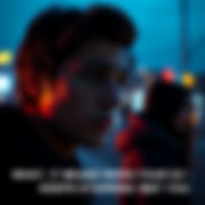 A person looking intently at their ex-partner from a distance, with an expression of curiosity and concern, capturing the emotional tension after a breakup.