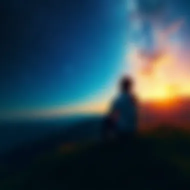 A person sitting on a hill, looking up at a star-filled sky, contemplating life's choices and realities