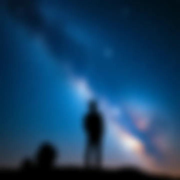 A person stands alone outside, looking at a starry sky with a sense of wonder and contemplation, reflecting on life's challenges and the universe.