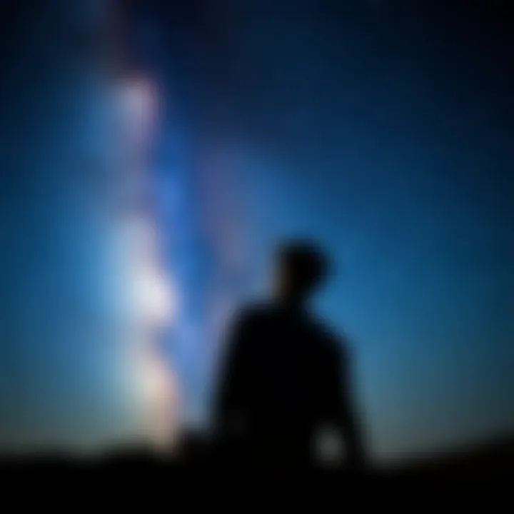 A person sitting alone, looking up at a starry sky, reflecting feelings of weariness and seeking meaning in life.