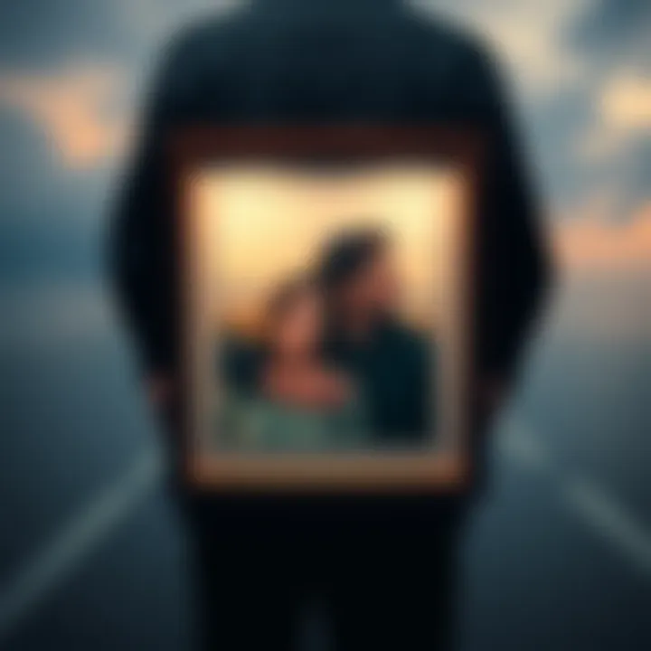 A person stands alone, holding a framed photo of a loved one, showing deep sadness and loss.