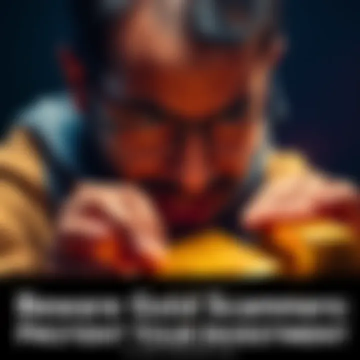 A person examining gold bars while looking concerned about potential scams