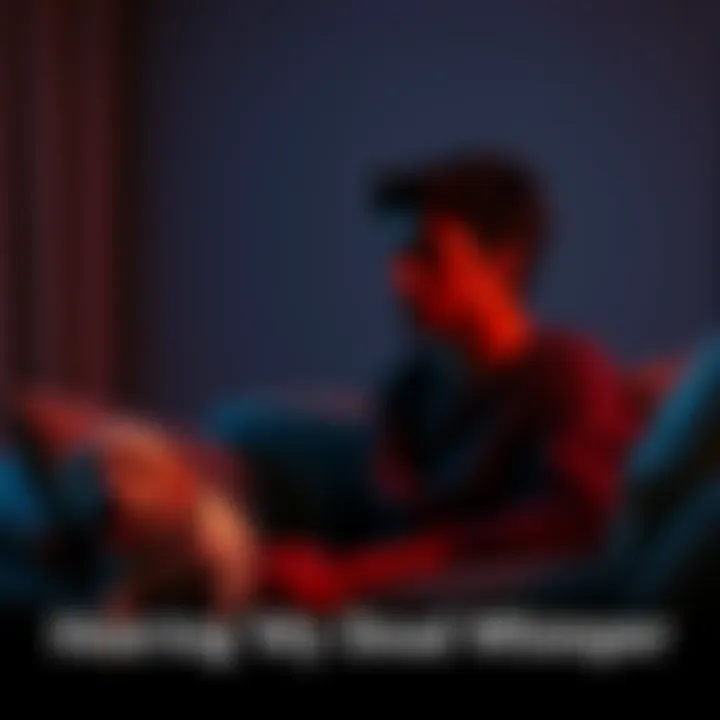 A person with a sad expression listening intently in a dimly lit room, suggesting they are hearing a dog's whimper.