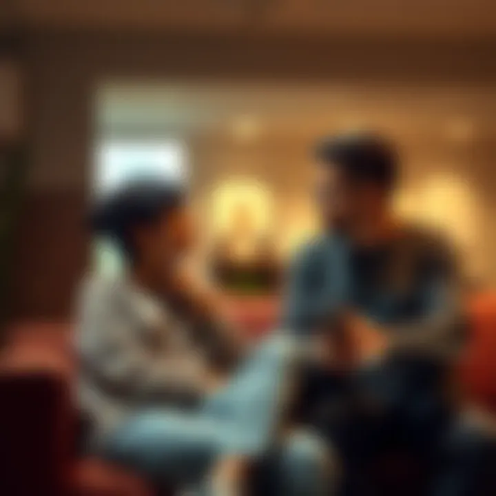 A kind individual sitting with a friend, offering a supportive ear as they express their feelings, showcasing trust and empathy during a heartfelt conversation.