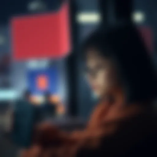 Person looking at a phone with concern A young person sitting alone, staring at their phone with a worried expression, pondering if a friend will reach out after leaving the forums.