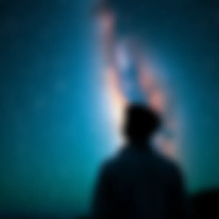 A person gazing at a starry sky, contemplating the idea of an afterlife and its connection to science
