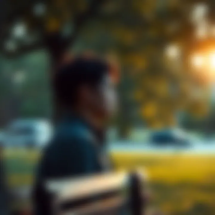 Person looking away sadly A person sitting alone on a park bench, looking away with a sad expression, symbolizing emotional distance in relationships.