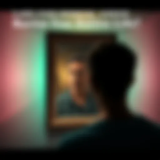 A person gazes into a mirror, seeing a different reflection that represents a new identity and life changes.
