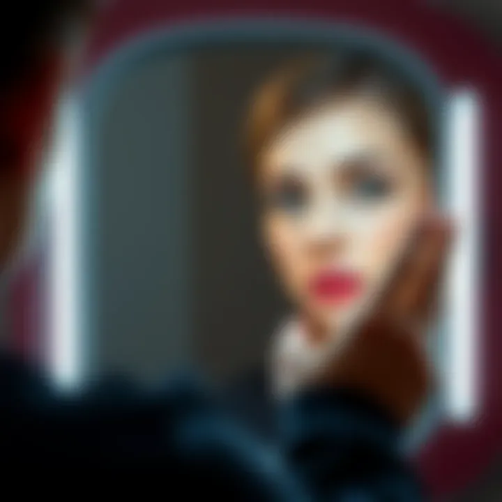 A person gazing at their reflection, contemplating facial changes and beauty transformations.