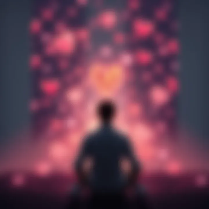 A person sitting peacefully, visualizing a loving connection with their special someone, surrounded by soft light and symbols of love