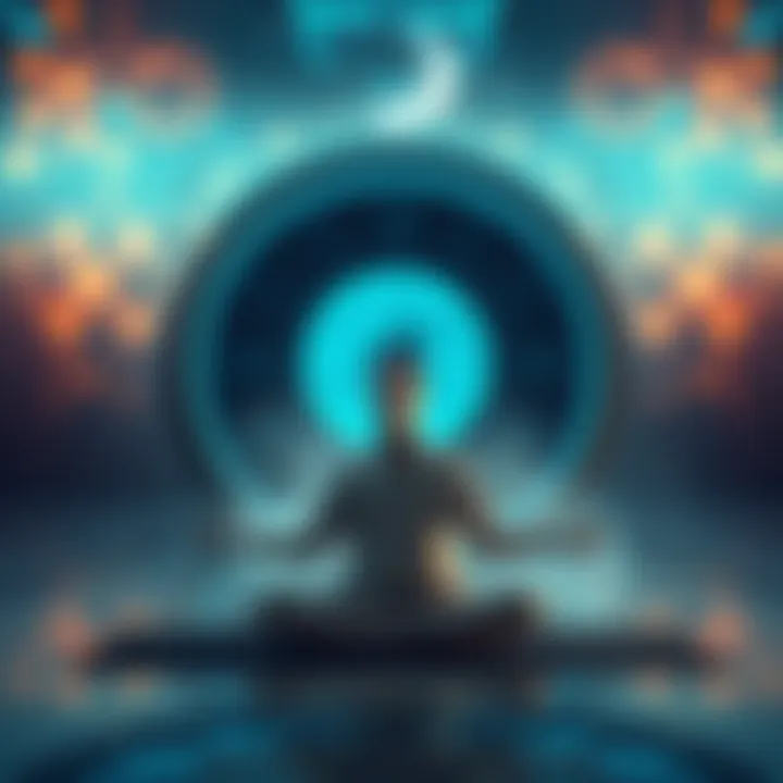 A person meditating calmly, surrounded by a serene environment that suggests the stretching of time.