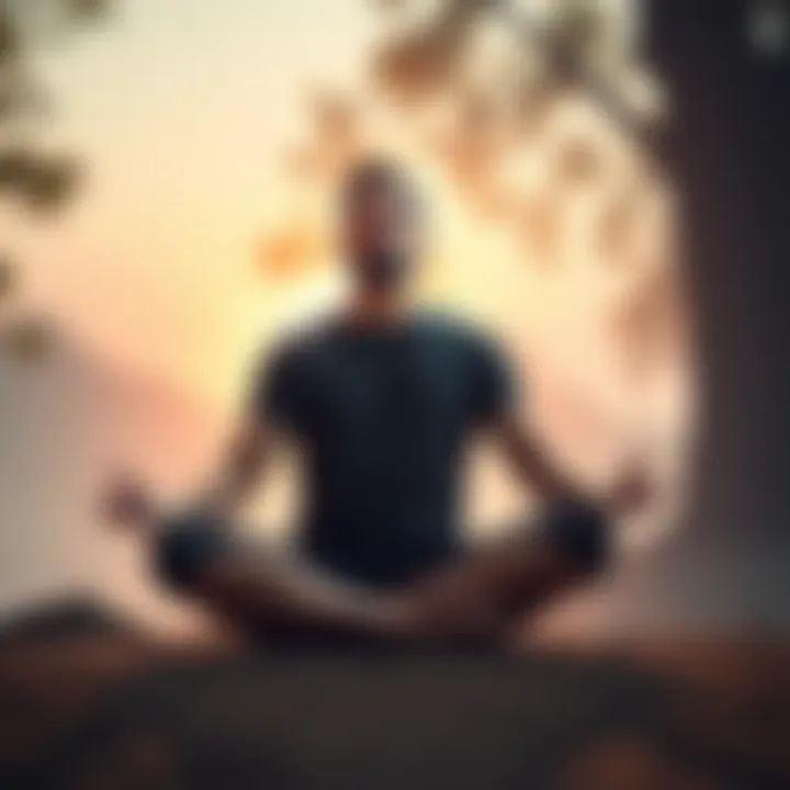 A person sitting cross-legged in meditation, surrounded by a peaceful environment, illustrating the idea of separating from mental chatter.