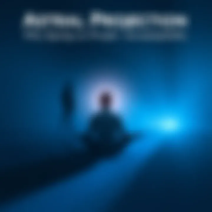 A person sitting cross-legged in a serene space, surrounded by a soft glow, symbolizing astral projection while a shadowy figure watches from a distance, representing invasion of privacy