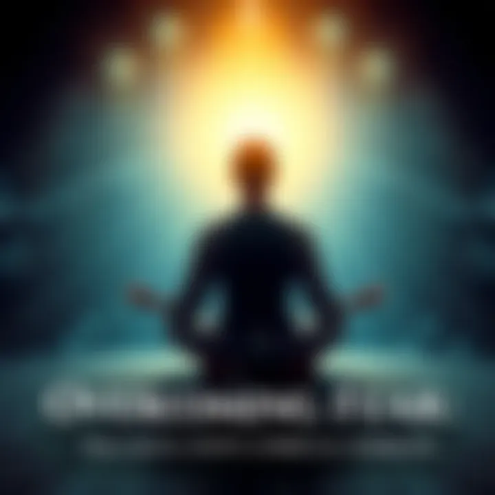 A person sitting cross-legged in a peaceful environment, surrounded by a soft glow of light, symbolizing spiritual connection and overcoming fear.