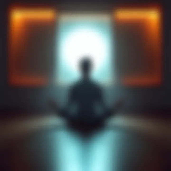 Person meditating for lucid dreaming Individual sitting cross-legged in a calm room, practicing meditation to promote lucid dreaming, with a soft glow of light in the background