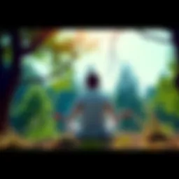 Person meditating in nature A person sitting cross-legged in a serene natural setting, surrounded by trees and sunlight, contemplating their thoughts.