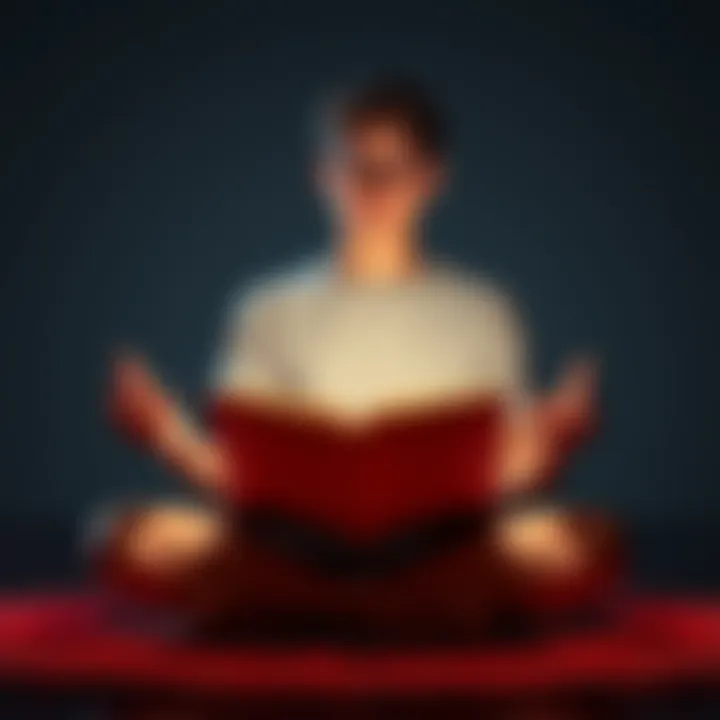 Individual sitting cross-legged, meditating with a notebook open, symbolizing trust in the manifestation process