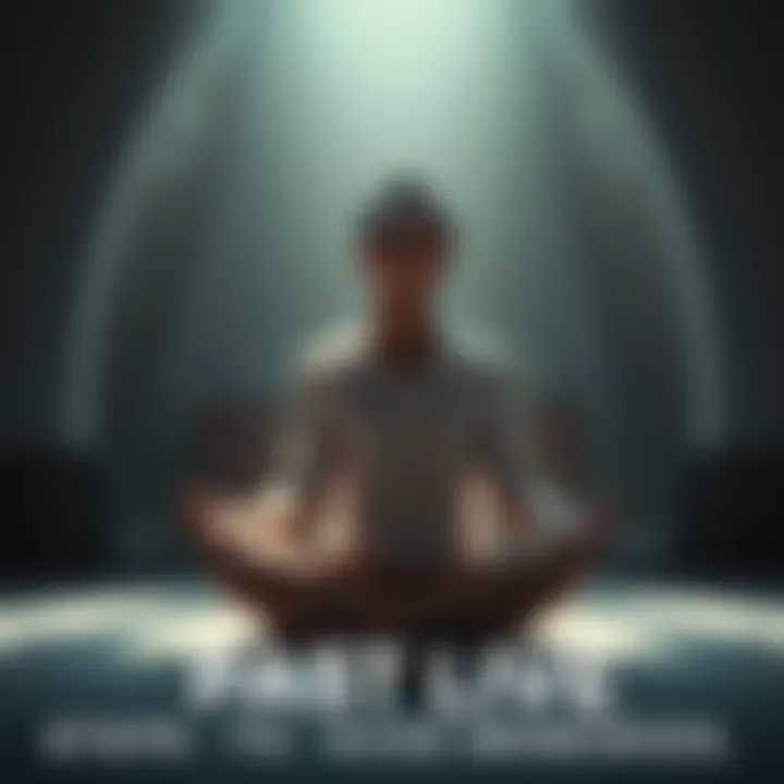 A person sitting cross-legged with eyes closed, surrounded by soft light, in a tranquil space, reflecting on past life memories