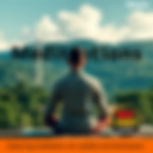 Individual practicing meditation outdoors, surrounded by nature