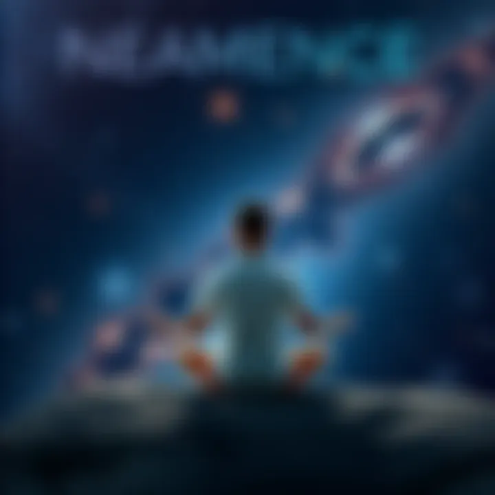 A person sitting cross-legged in meditation with stars and galaxies in the background, symbolizing astral projection
