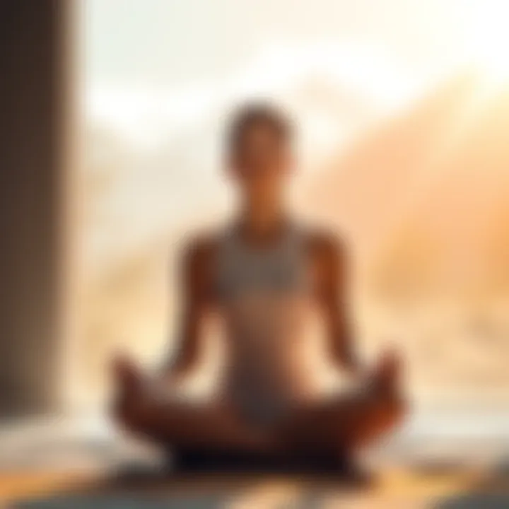 Individual sitting in a peaceful setting, meditating with a serene expression, surrounded by soft light and nature, symbolizing communication with the higher self