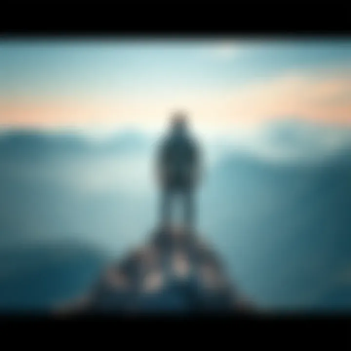 A person looking over a vast landscape, symbolizing personal growth and transformation as they leave their old self behind.