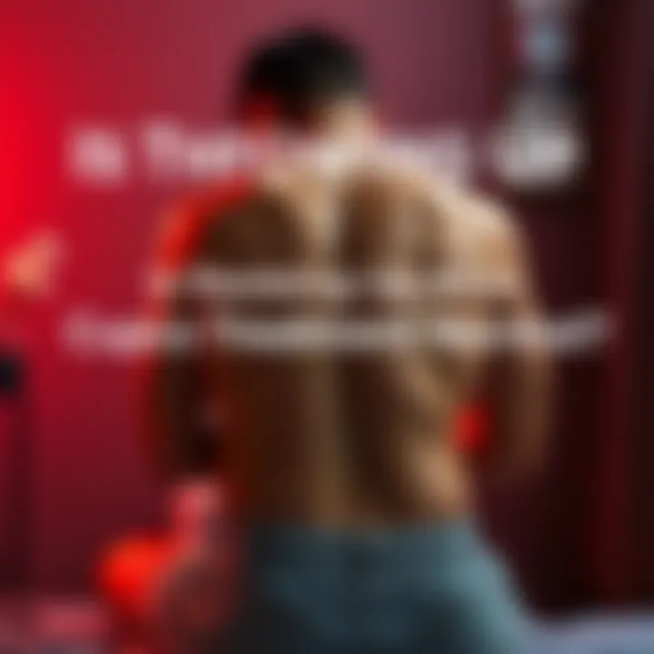 Individual sitting down with a hand on their stomach, looking unwell after a cupping massage, with cupping marks visible on their back