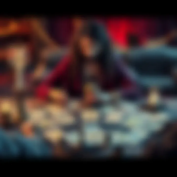 A person sitting at a table with tarot cards spread out, inviting others for readings and guidance.